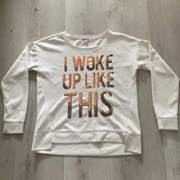 Juicy Couture I Woke Up Like This Sequin Sweatshirt L Embellished Graphic Scuba - Picture 5 of 8